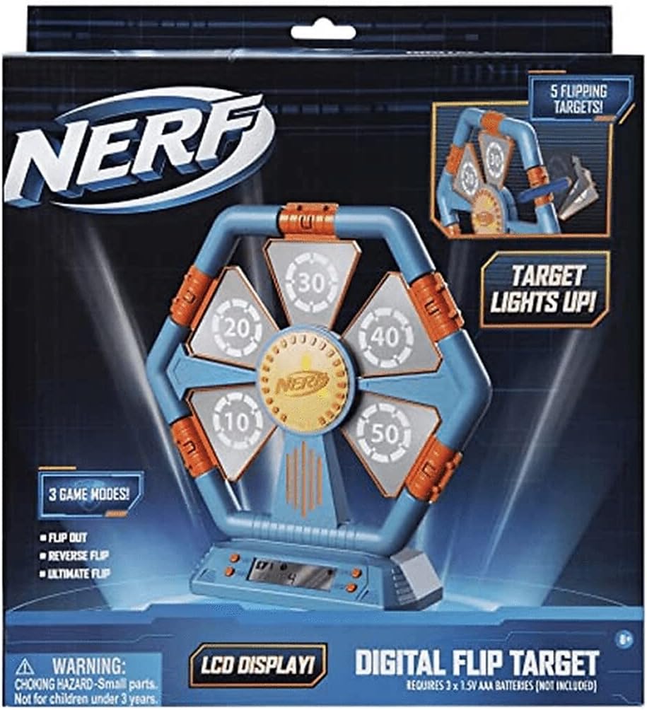 NERF NER0288 - Digitale Klapp-Zielscheibe mit Lichtfunktion und Display, Spielzeug ab 8 Jahren Mehrf