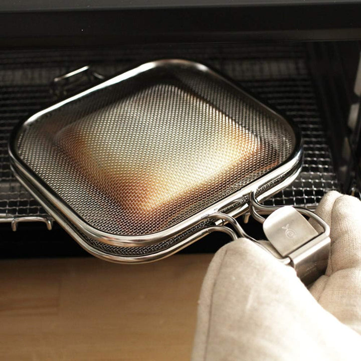 TAMUME Edelstahl-Sandwich-Grillkorb mit Klemme, Geeignetes Grill-Backteil für Backofen und Toaster m