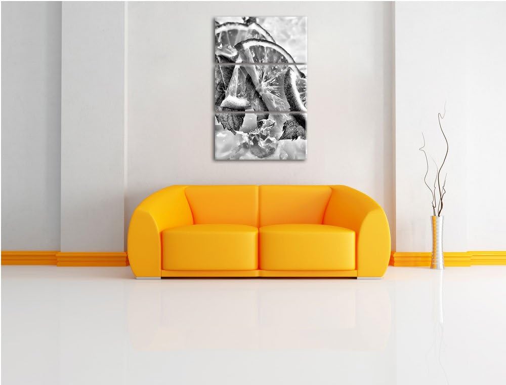 Pixxprint Limetten und Minze im EIS als Leinwandbild/Grösse: 3 Teilig (120x80) cm/Wandbild/Kunstdruc