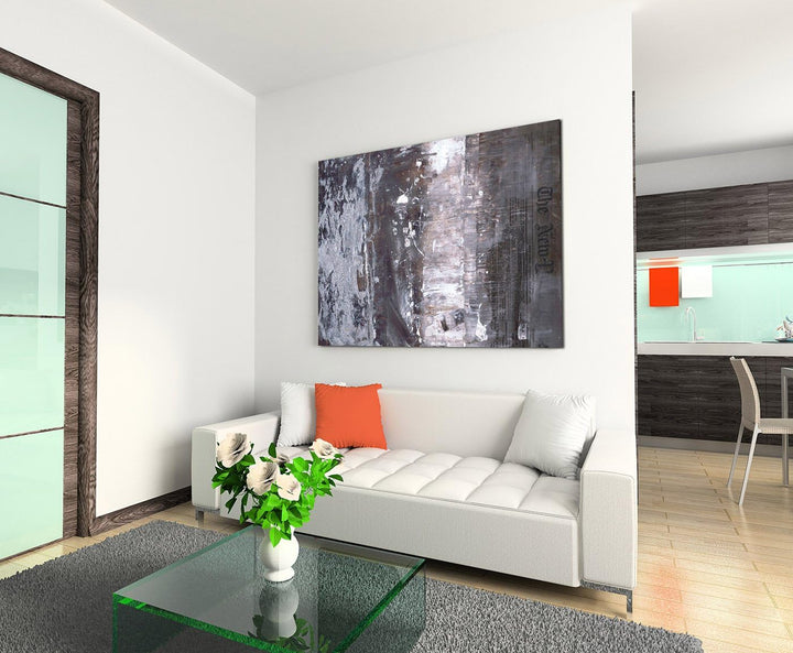 Paul Sinus Art 80x60cm Fotoleinwand Leinwanddruck Kunstdruck Wandbild schwarz grau beige Grunge