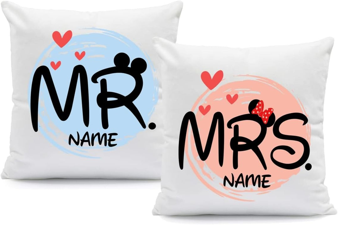 GRAVURZEILE Bedrucktes Kissen mit Spruch Mr & Mrs Mouse Grösse mit Füllung, Farbe Mr & Mrs Mr & Mrs