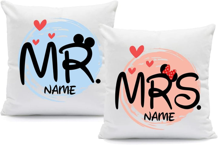 GRAVURZEILE Bedrucktes Kissen mit Spruch Mr & Mrs Mouse Grösse mit Füllung, Farbe Mr & Mrs Mr & Mrs