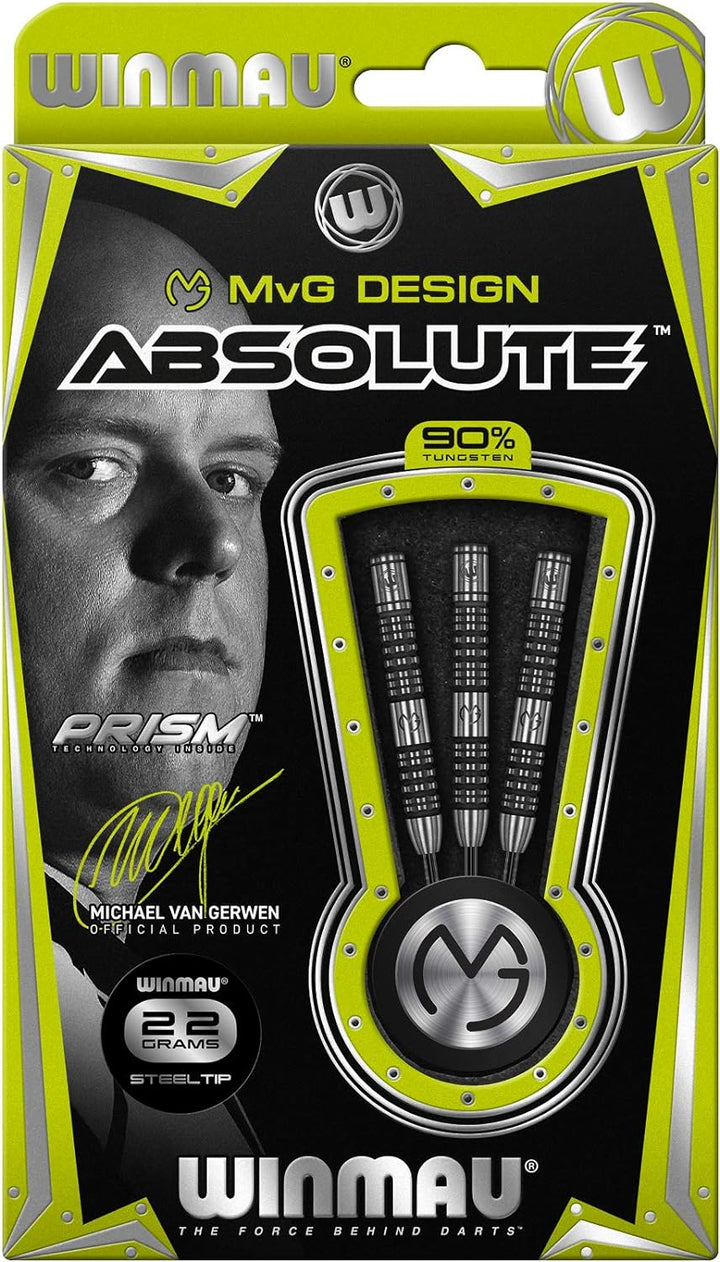 WINMAU Michael Van Gerwen MvG Absolute 22g Profi Wolfram Steeltip Dartpfeile Set mit Flights und Sch