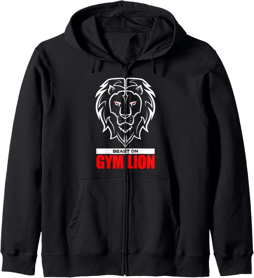Gym Löwe Kopf Rot Tier Gains Workout Fitness Training Kapuzenjacke