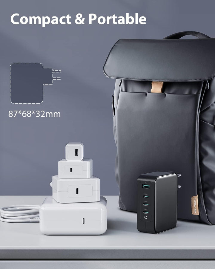 Sunydeal 130W USB C Ladegerät 100W USB C Netzteil 4-Port Schnellladegerät with PD 3.0, GaN Charger N