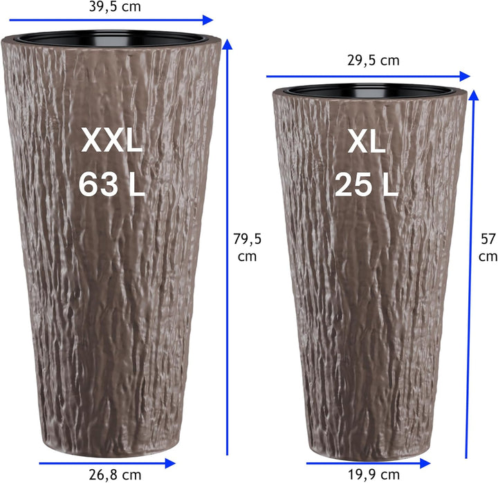 MELTOM Blumenkübel Blumentopf Rund Slim Hoch 3D Effekt Dekorativ Pflanzkübel mit Herausnehmbaren Ein