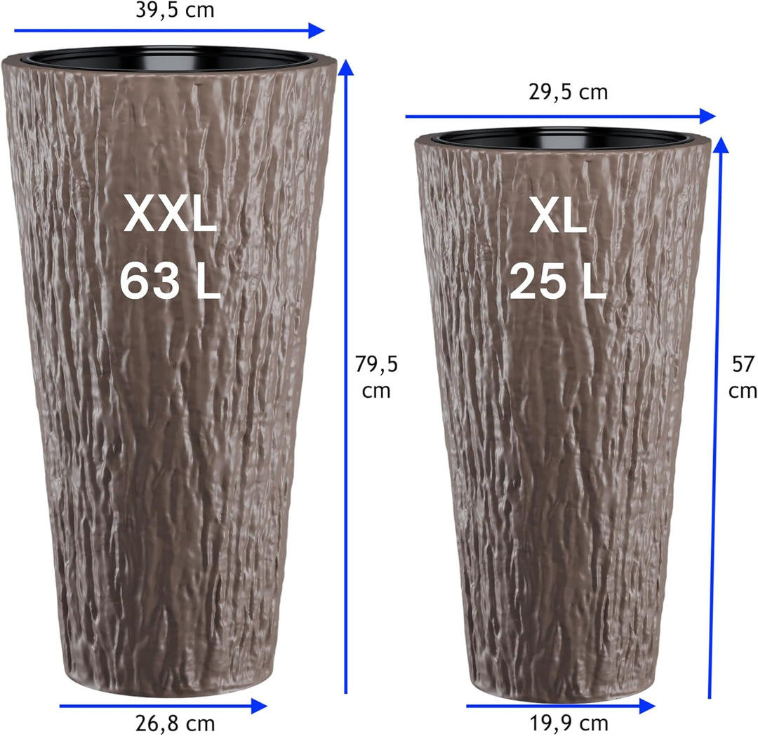 MELTOM Blumenkübel Blumentopf Rund Slim Pflanzkübel mit Herausnehmbaren Einsatz DEKORATIV (Braun, XL