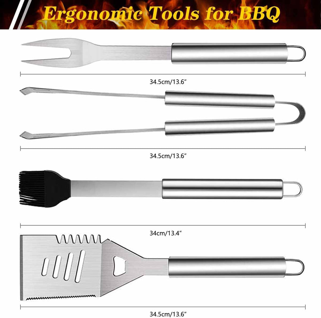 ZWMYF Edelstahl Grillbesteck-Set 6-TLG Professionelle Grill Bestecksets in Tragetasche BBQ Grillwerk