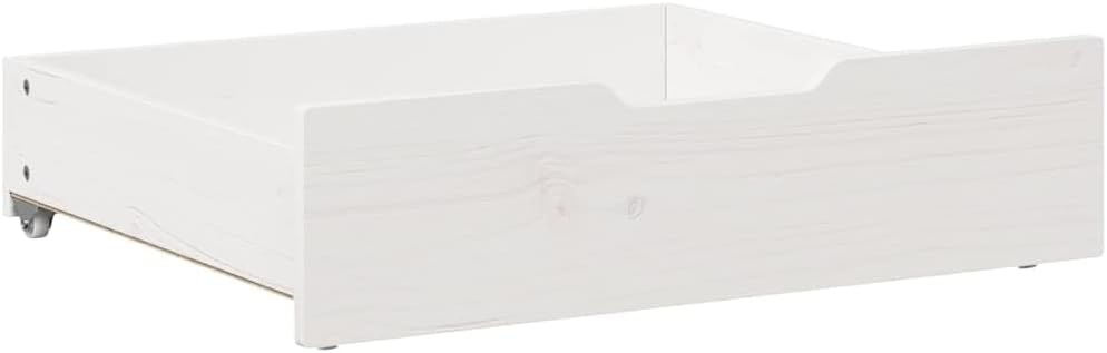 Bettschubladen 2er Set Weiss 65x55x17 cm Unterbettkommode aus Massivholz Kiefer Stauraum für Bettwäs