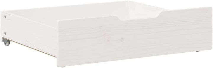 Bettschubladen 2er Set Weiss 65x55x17 cm Unterbettkommode aus Massivholz Kiefer Stauraum für Bettwäs