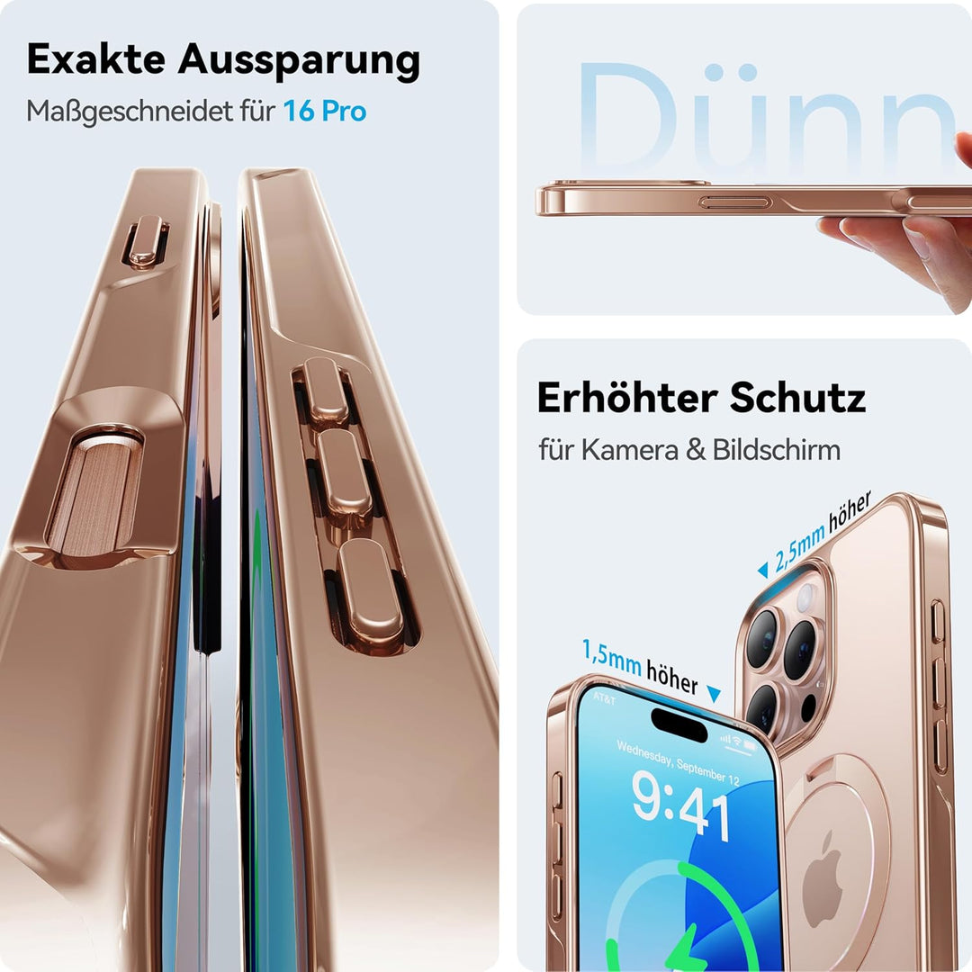 CASEKOO Original Titan Wüstensand für iPhone 16 Pro Hülle mit MagSafe & Unsichtbarer Ständer [Militä