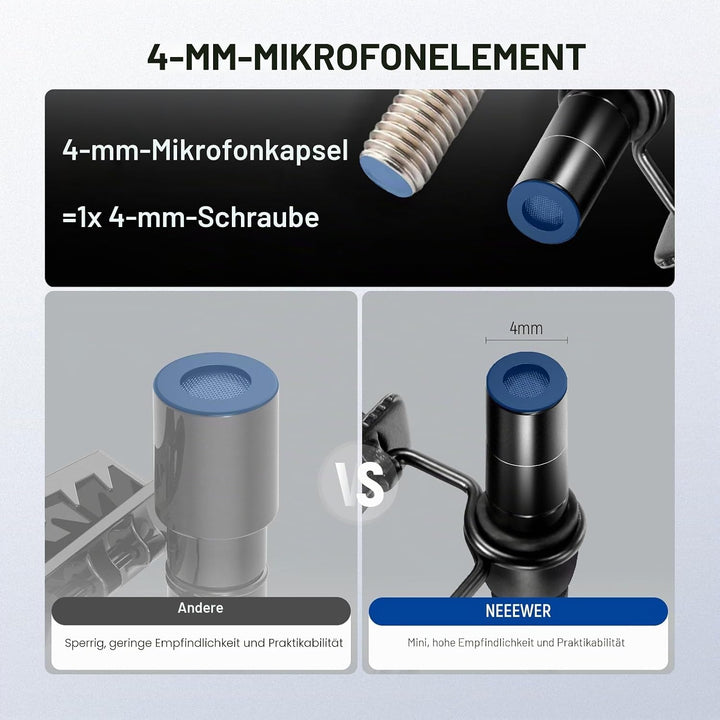 NEEWER ø4mm Mini Lavalier Mikrofon, 2er Pack, ansteckbares Wired Kondensator Ansteckmikrofon Set mit