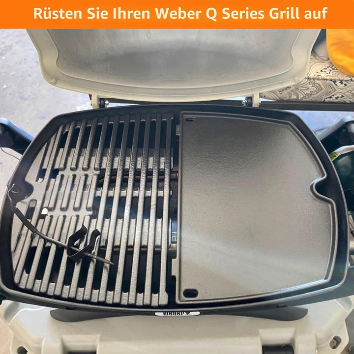 6558 Gusseiserne Grillplatte für Weber Q1000, Q1200, Q1400, Q100, Q120, Q140 Seriengrills, Matte gus