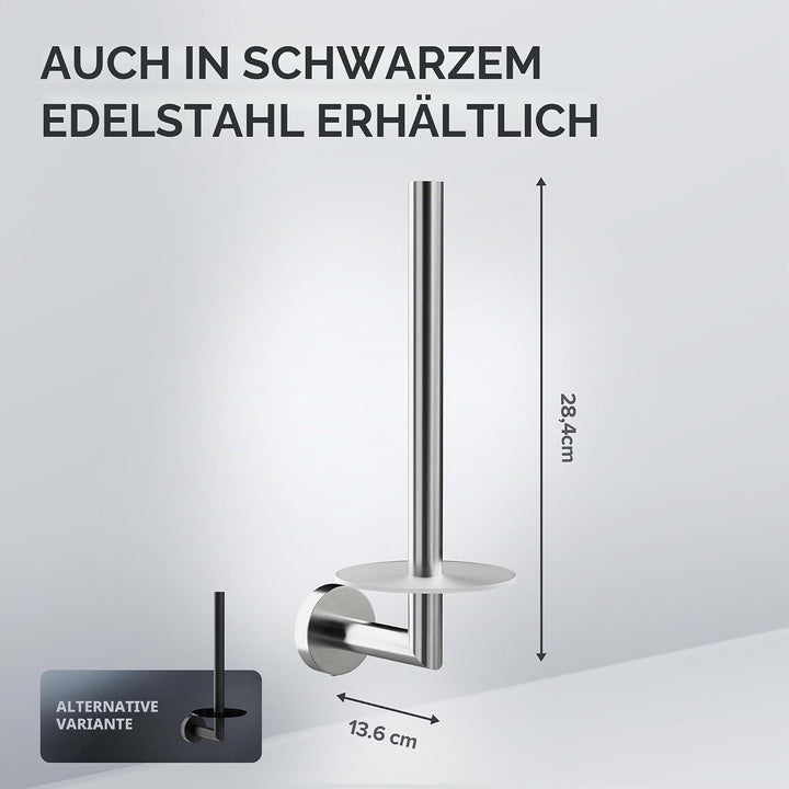 Ersatzrollenhalter Skodsbol Silber zum Bohren | aus Edelstahl und Glas | Toilettenpapier Rollen Aufb