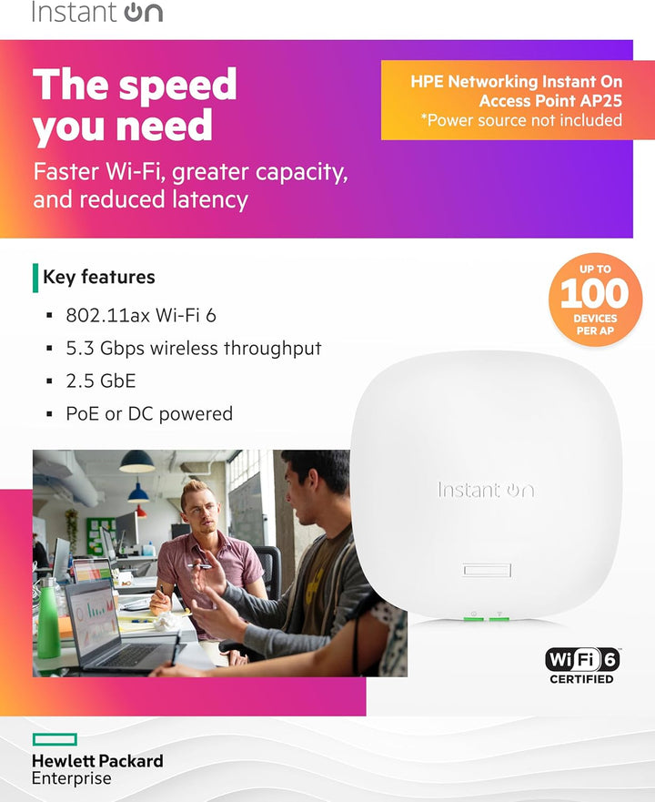 Aruba Instant On AP25 4x4 Wi-Fi 6 Access Point | RW Rest-of-World-Modell | Netzteil Nicht im Lieferu