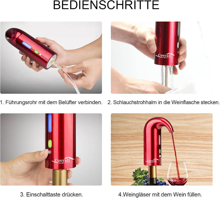 Tragbarer USB wiederaufladbarer elektrischer Weinbelüfter Dekanter, Ein-Knopf automatischer Weinspen