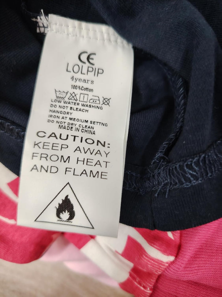 LOLPIP Mädchen Pyjamas 100% Baumwolle Schlafanzug für Kinder Schlafkleidung Langarm 4 Stück Set 1-12