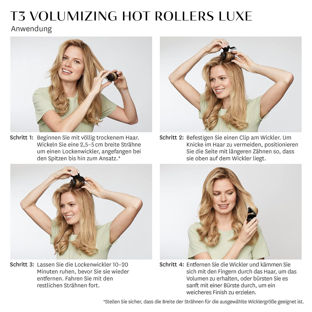 T3 Volumizing Hot Rollers Luxe – Set mit 4 beheizten 44-mm-Lockenwicklern und 4 beheizten 38-mm-Lock