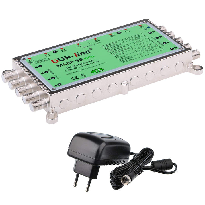 DUR-line MSRP 9/8 eco + Netzteil - Multischalter für 2 Satelliten/8 Teilnehmer - Geringe Stromaufnah