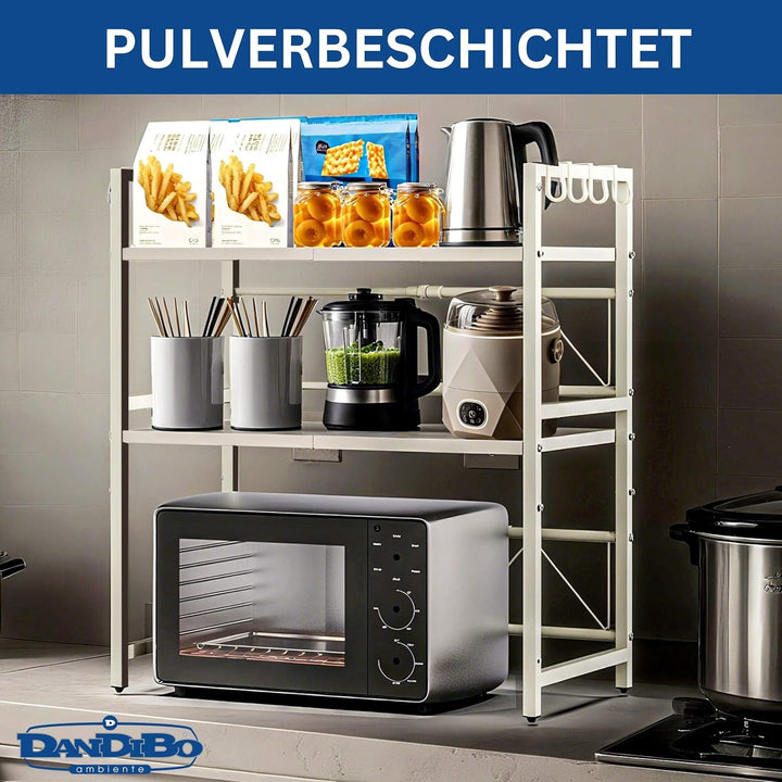 DanDiBo Verstellbares Mikrowellenregal Weiss 3 Stufig 40-64 cm Mikrowellen Regal 96684 Stehend Mikro