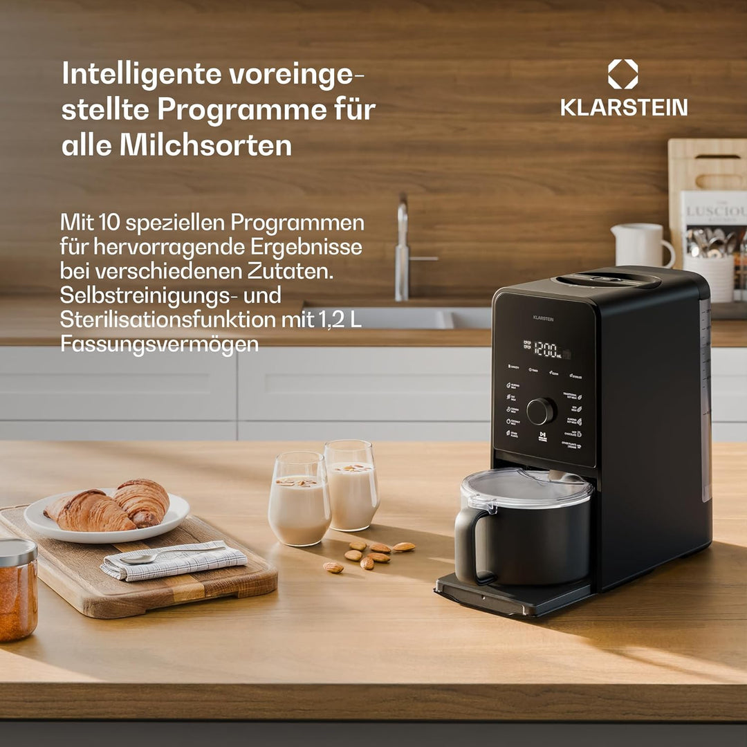 Klarstein Marcia Touch Pflanzenmilchbereiter, 1200W, 12 Programme, Selbstreinigung, LCD-Touch, 1,2L