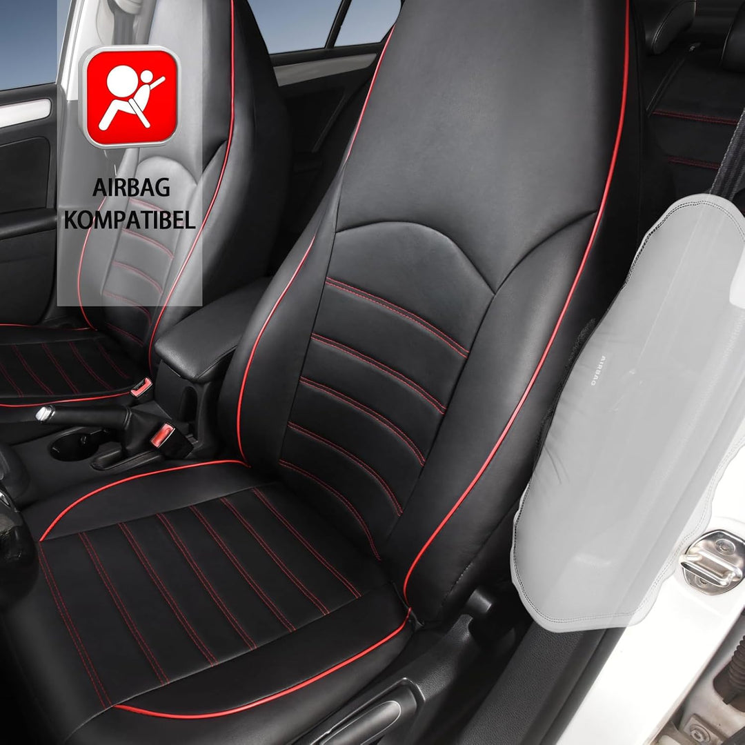 TOYOUN Klassisch Autositzbezüge Vordersitze Highback Sitzbezüge 2er Universal Schonbezüge PU Leder S