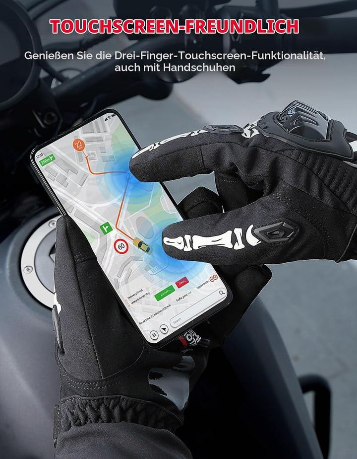 KEMIMOTO Winter Motorradhandschuhe, geprüfte Motorradhandschuhe,Motorrad Handschuhe Winter, Touchscr