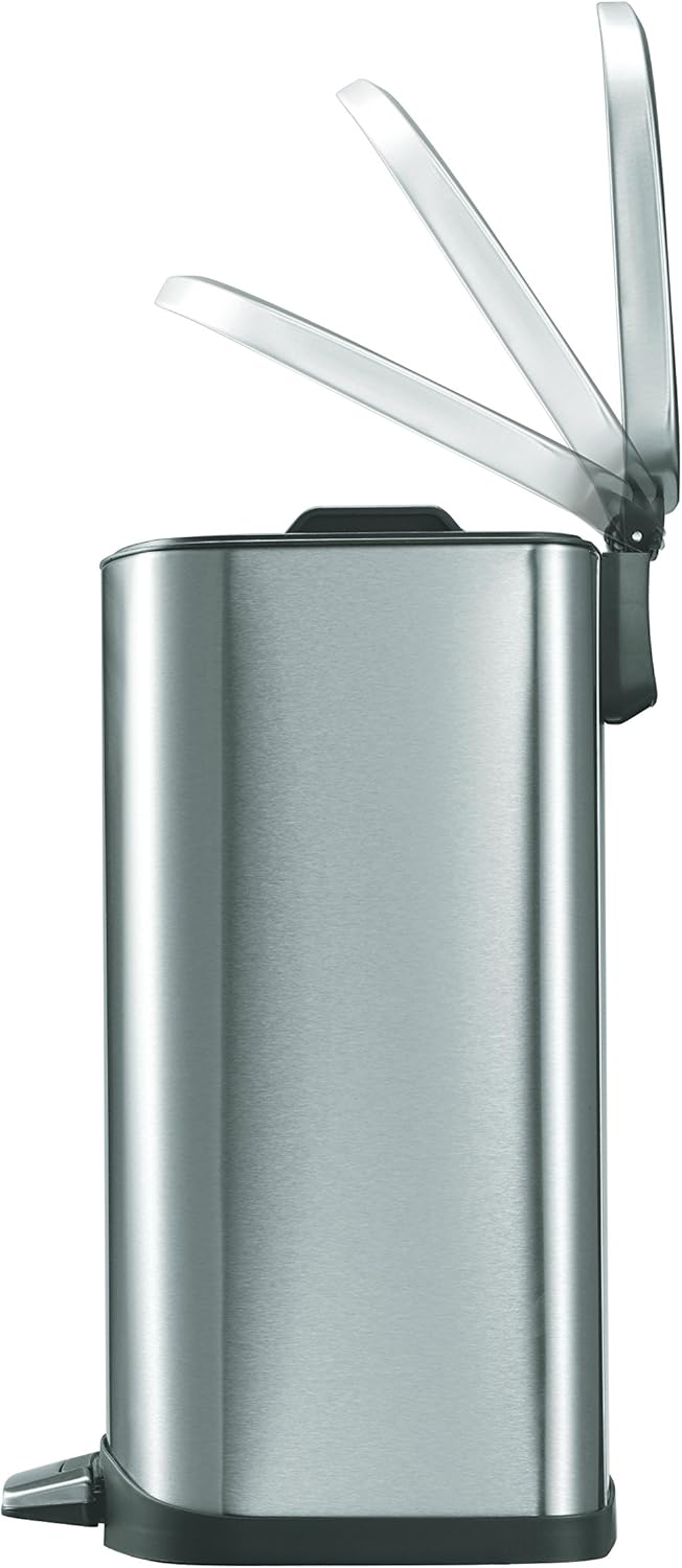 EKO Della Tretmülleimer 35L Edelstahl (35.7 x 33.6 x 63.8 cm, Dämpfer-System, Fingerabdruck frei, Ab