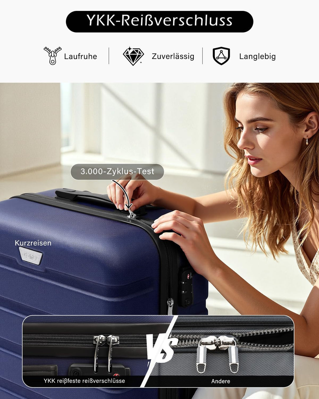 COOLIFE Koffer Gross 77cm XL, PC+ABS, Rollkoffer mit 360° Spinner Räder | TSA Zahlenschloss, Leicht
