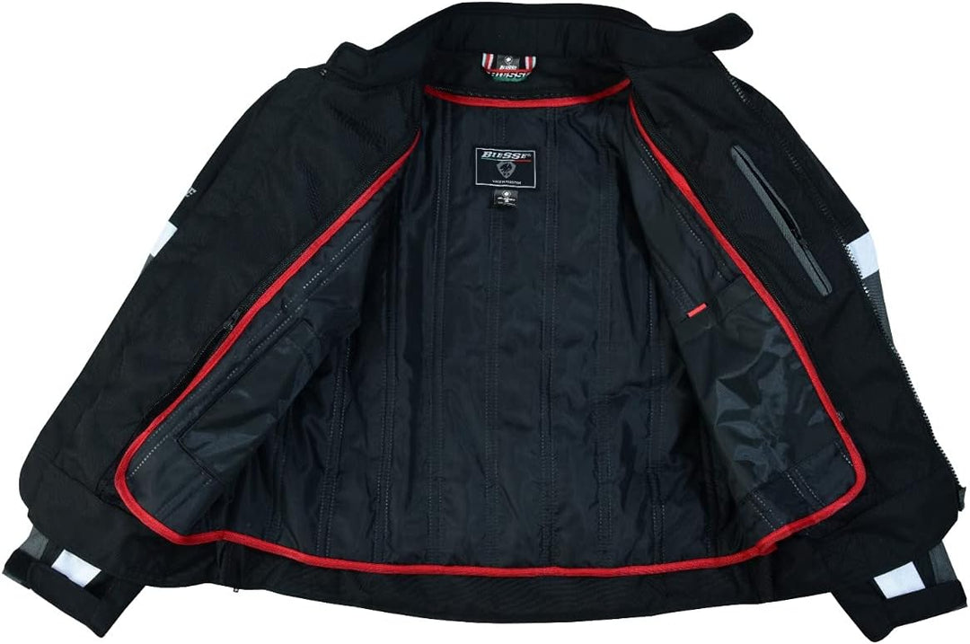 BI ESSE Jacke aus Stoff für Motorrad, Scooter, Reisen, belüftet, (Grau, XS) XS Grau, XS Grau