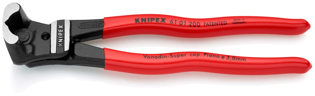 Knipex Bolzen-Vornschneider hochübersetzt schwarz atramentiert, mit Kunststoff überzogen 200 mm 61 0