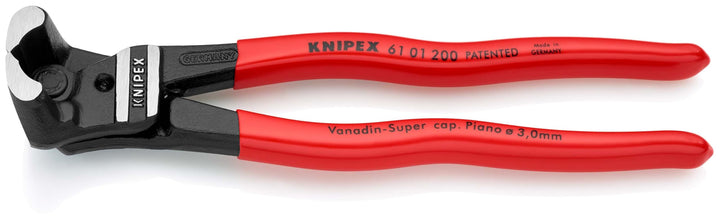 Knipex Bolzen-Vornschneider hochübersetzt schwarz atramentiert, mit Kunststoff überzogen 200 mm 61 0