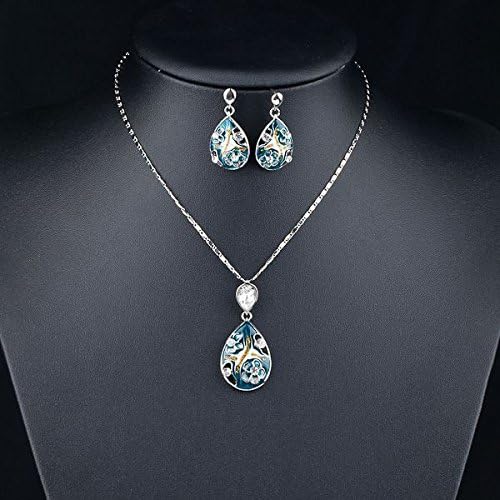 Hanessa Damen-Schmuck Set Halskette Ohrringe Blau Kristall-Steine Platiniert Geschenk zu Weihnachten