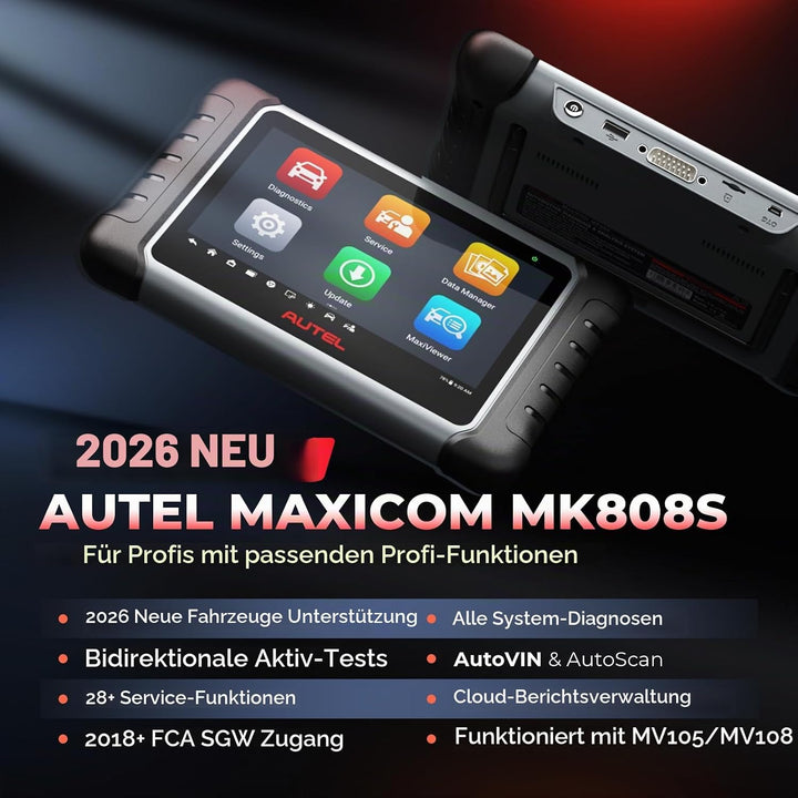 Autel MaxiCOM MK808S 2023 OBD2 Diagnosegerät mit Allen System &amp; Servicefunktionen inkl. Ölrückstellu