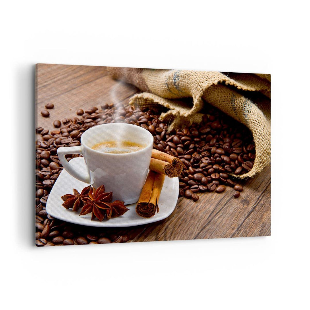 Bilder auf Leinwand 100x70cm Leinwandbild Kaffee schwarz Frühstück Schokolade Gross Wanddeko Bild Sc