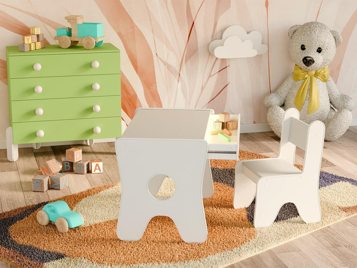 Happy Babies - Kinderschreibtisch-Stuhl-Set, ergonomischer Spieltisch mit geräumiger Schublade - Kin