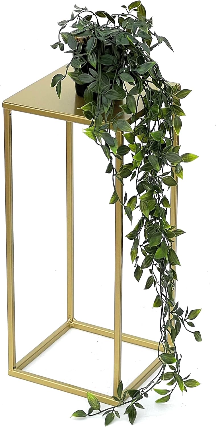 DanDiBo Blumenhocker Metall Gold Eckig 82-42 cm Blumenständer Beistelltisch 96406 Blumensäule Modern