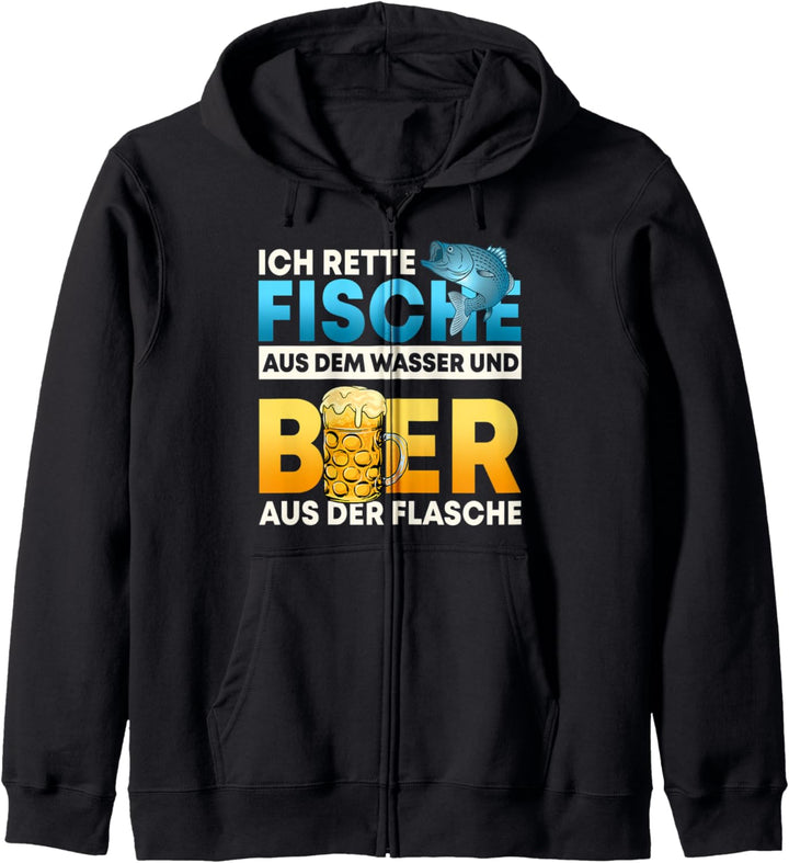 Ich rette Fische aus dem Wasser und Bier aus der Flasche Kapuzenjacke