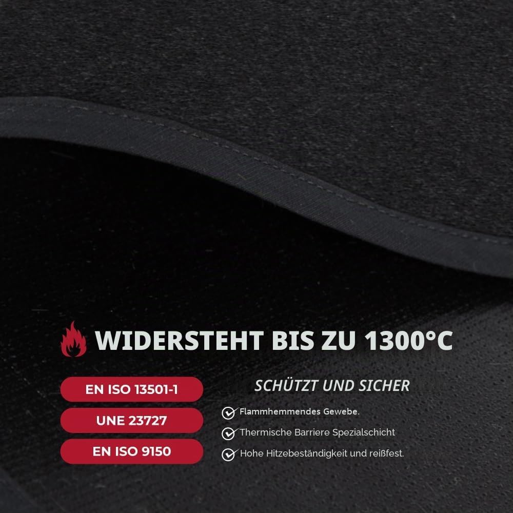 TEXFIRE - Mehrschichtige feuerfeste Matte – Bodenschutz für Ofen, Kamin und Grill (100x50