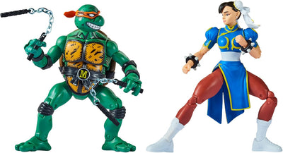 Bandai - 15 cm grosse offizielle Figuren Teenage Mutant Ninja Turtles x Street Fighter - Mike VS Chu