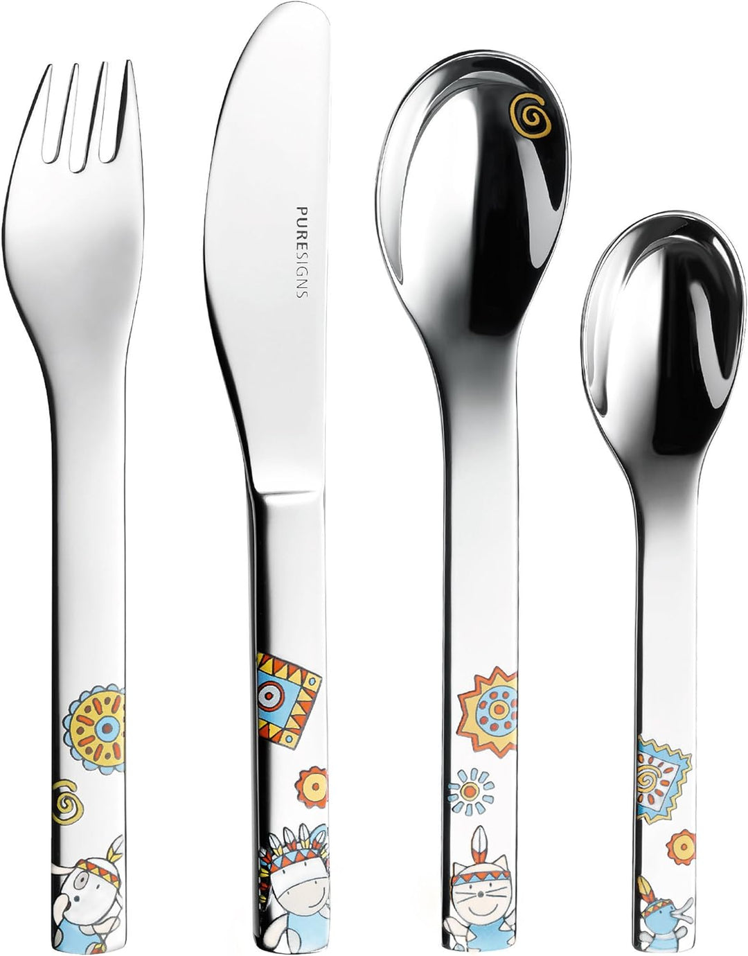 Puresigns MOEMA Kindergeschirr Set 7-teilig – Farbenfrohes Design im Wilden Westen Thema mit Häuptli