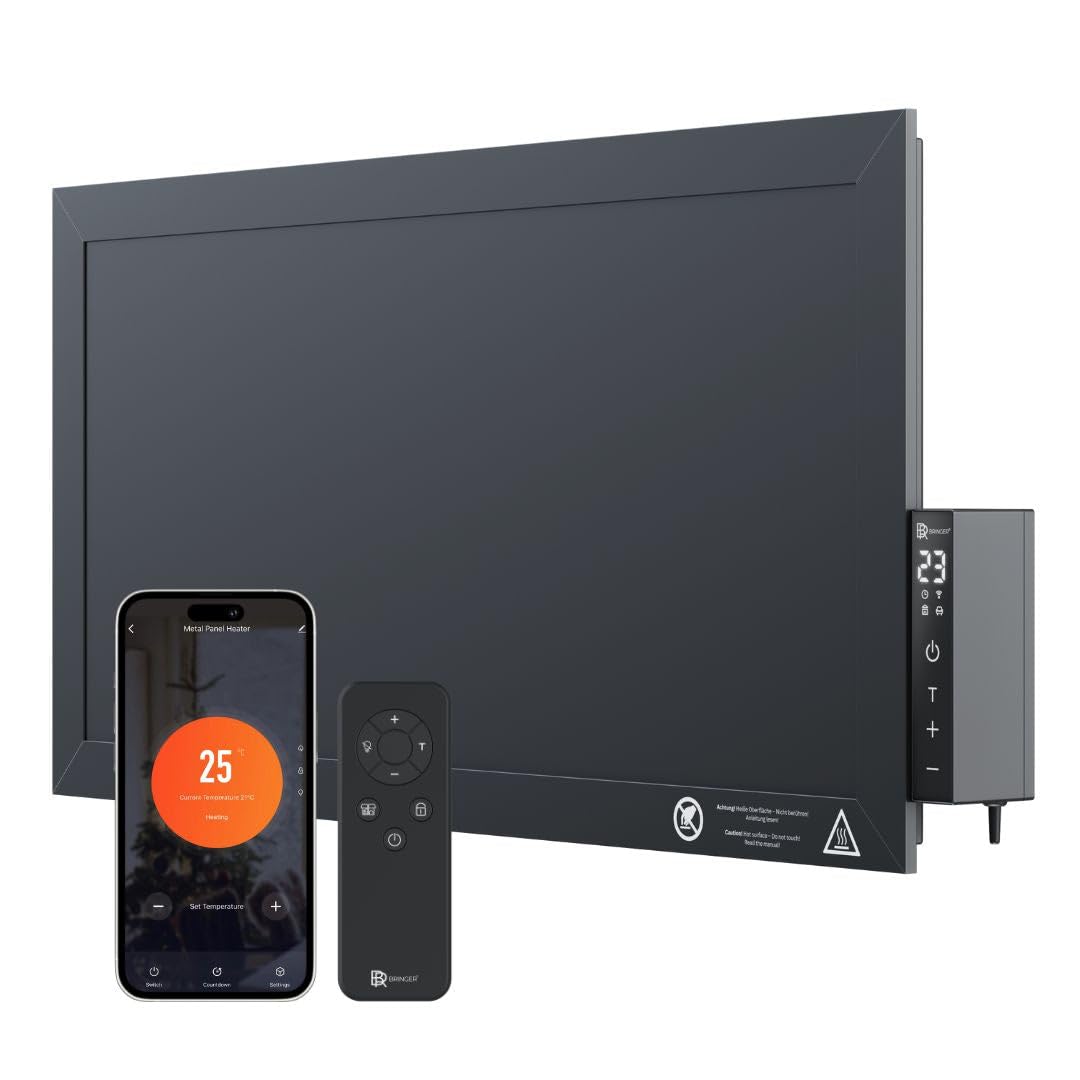BR Bringer Infrarot Hochleistungsheizung 1200 Watt - Kompakte Infrarotheizung 60×30cm mit integriert