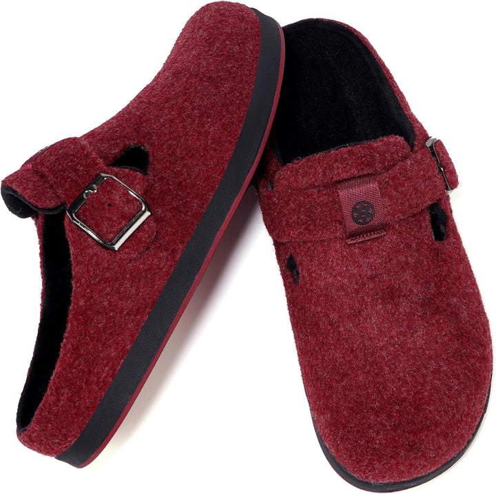 Sisttke Hausschuhe Damen Herren Filzpantoffeln Unisex Winter Geschlossen Pantoffeln mit Wechselfussb