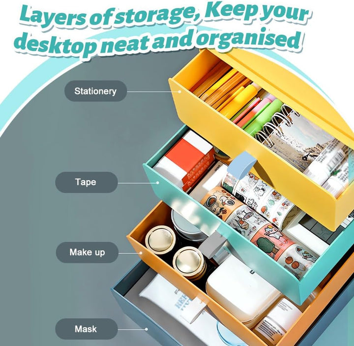 Schreibtisch Schubladenbox, Stapelbarer Organizer Drawer mit Etiketten, Grosse Kunststoff Office Bas