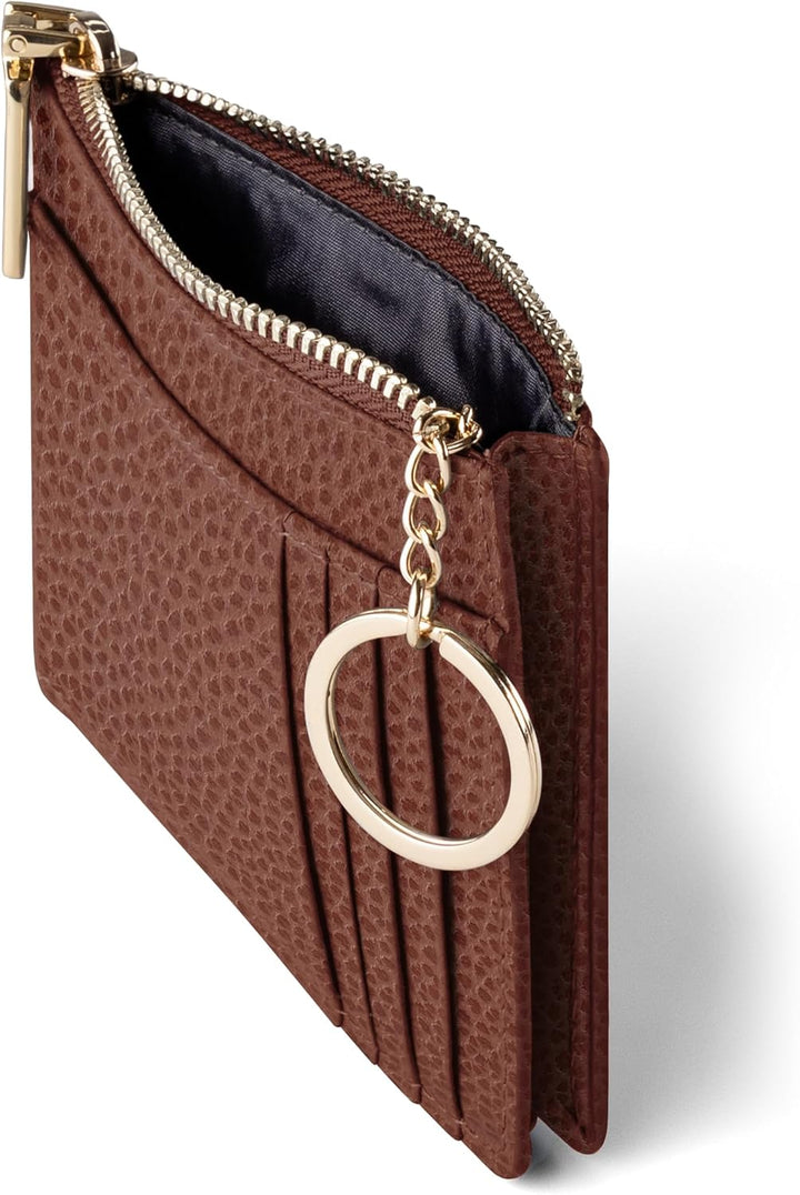 Lazarotti Bologna kompaktes Leder Kreditkartenetui für Damen | mit Reissverschlussfach, 4 Kartenfäch