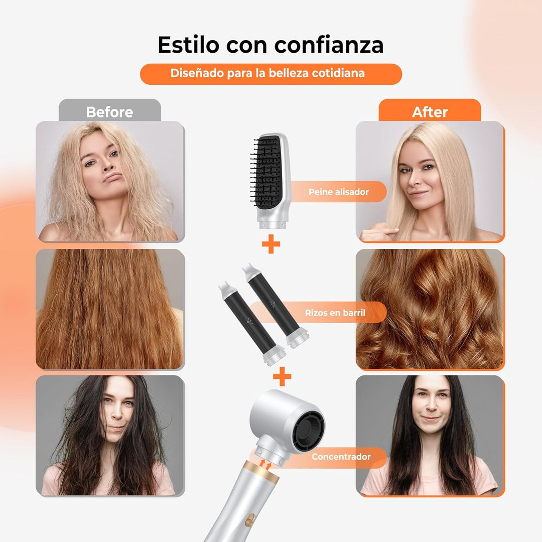 Hairstyler 5 in 1, Coandă-Effekt Haarstyler & High-Speed Föhnbürste, 350g Set mit automatischem Lock