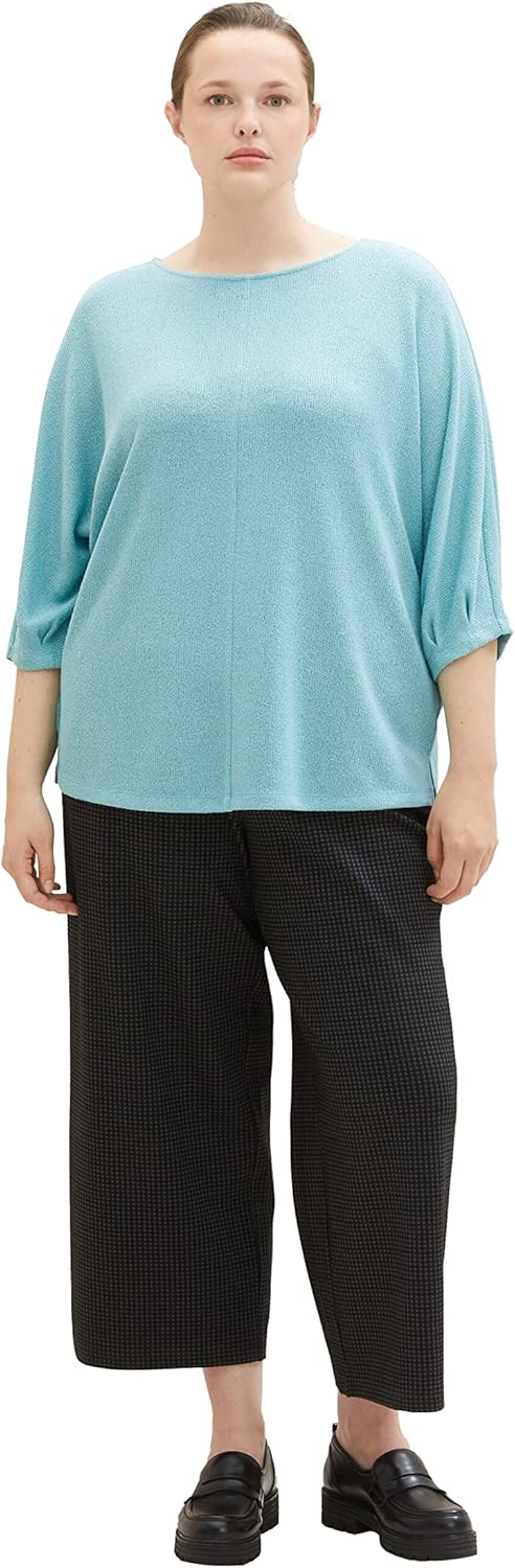 TOM TAILOR Damen T-Shirt mit 3/4-Arm 50 Grosse Grössen 10426 - Summer Teal, 50 Große Grö&#