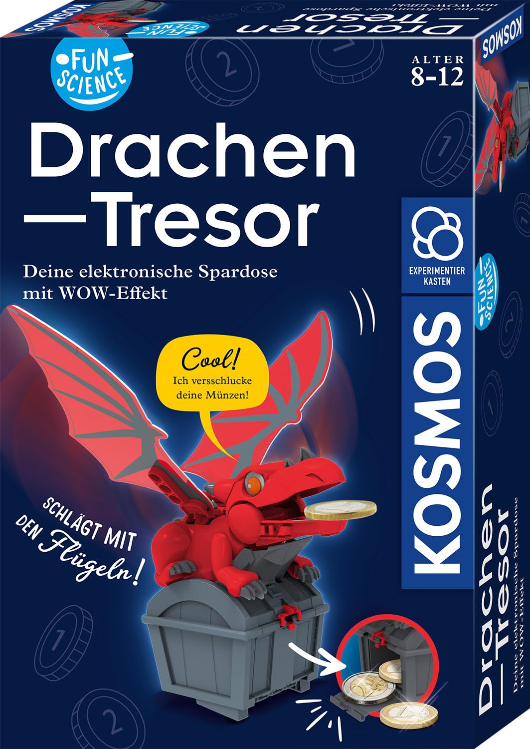 KOSMOS 621360 Fun Science Drachen-Tresor, elektronische Drachen Spardose, Experimentierkasten zu Mec