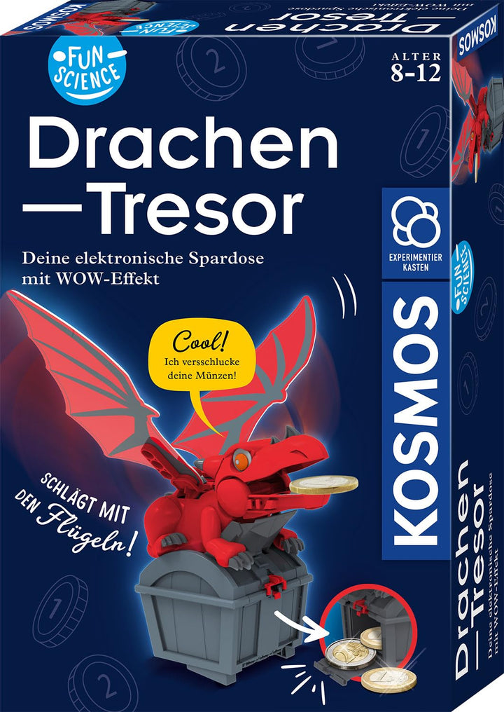 KOSMOS 621360 Fun Science Drachen-Tresor, elektronische Drachen Spardose, Experimentierkasten zu Mec