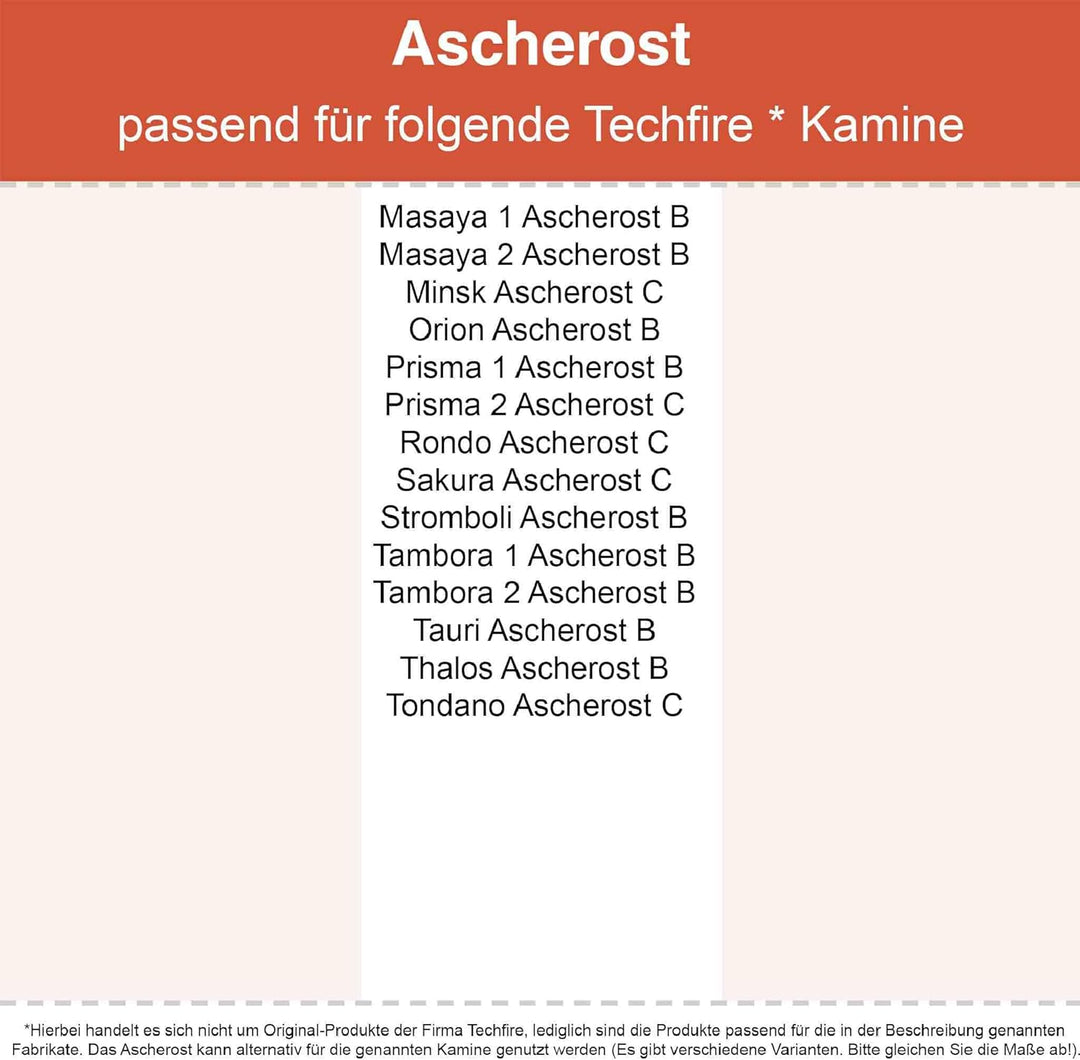 Kaminrost - Passend für Techfire Kaminöfen inkl. Modellübersicht - Ascherost Kamin aus massivem Stah